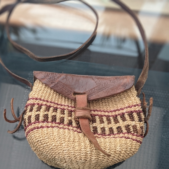Ethiopian Leather and Rope bag - Picture 1 of 2